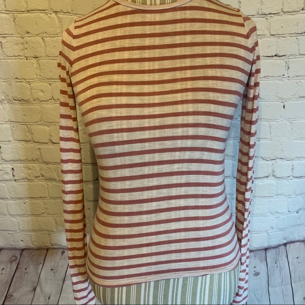 Vince Feeder Stripe Long-Sleeve Crewneck Tee, Xs